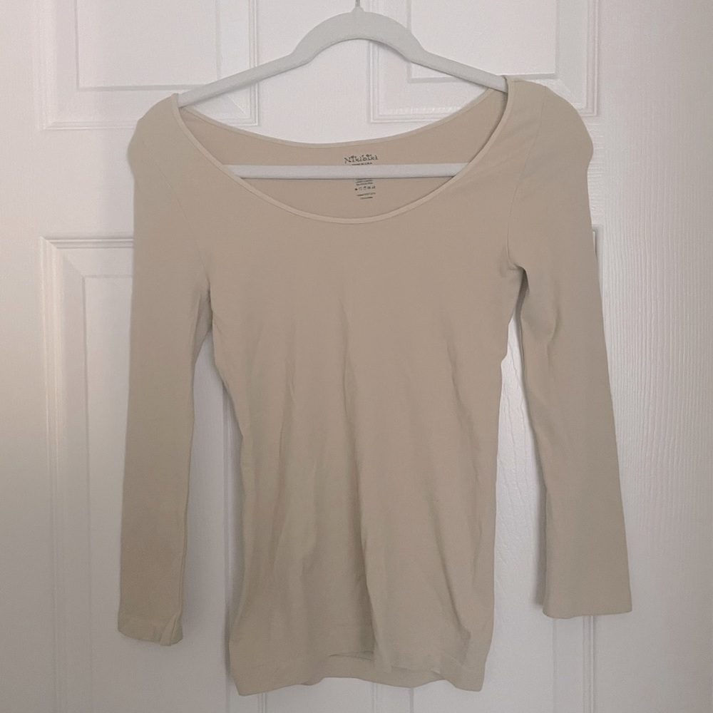 Nikibiki thermal beige crew neck long sleeve top